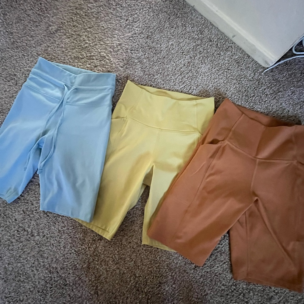 3 pairs of girlfriend collective bike shorts
